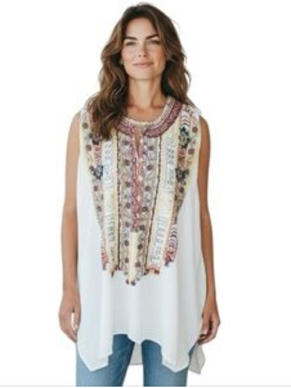 Biya Johnny Was Bohemian sleeveless button down top /blouse. Embroidered…